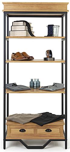French industrial bookshelf etagere with 13 inch shelf clearance 