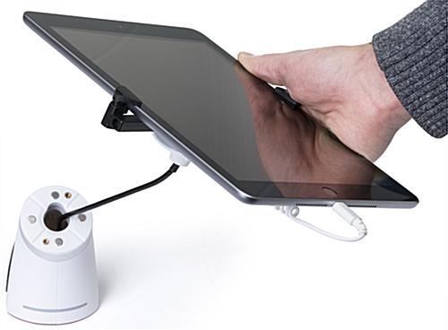 Secure Universal Tablet Display with Retractable Steel Cable