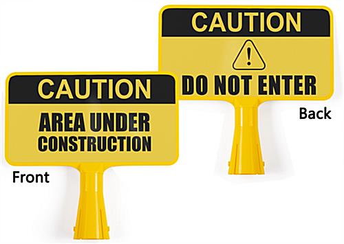 Custom traffic cone sign topper with front and back signage 