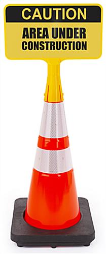 Custom traffic cone sign topper with landscape orientation