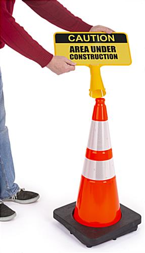 Custom traffic cone sign topper with durable ABS plastic construction 
