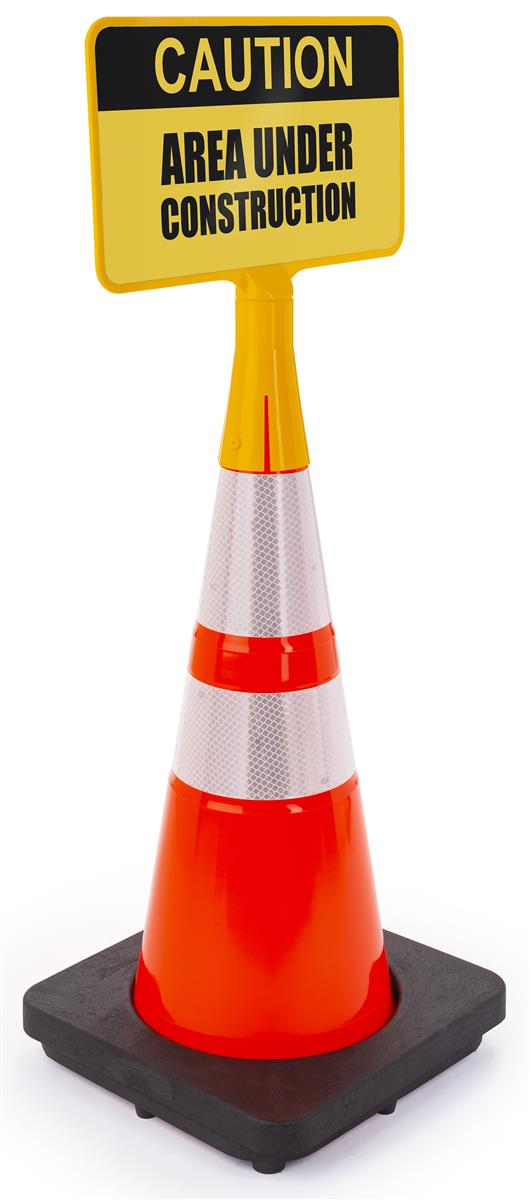 Custom traffic cone sign topper with 15 x 8 reflective film