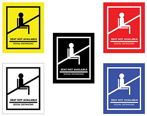 Social distancing seat markers printed with UV technology 