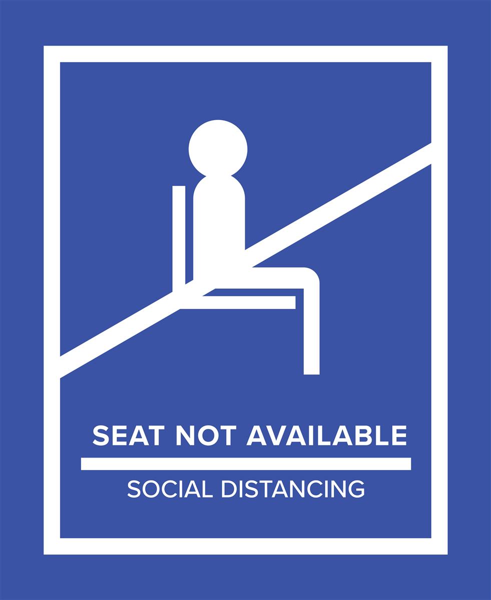 Blue social distancing seat markers for crowd control 