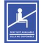 Blue English/Spanish social distancing seat sticker with pre-printed messaging