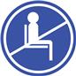Blue do not use seating sticker with removable self-adhesive backing
