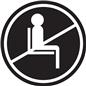 Black do not use seating sticker with removable self-adhesive backing