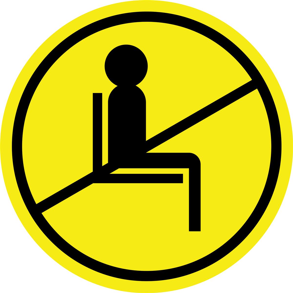 Yellow do not use seating sticker with removable self-adhesive backing