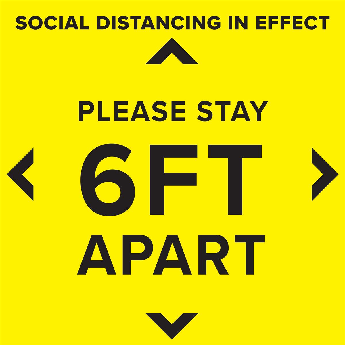 6 Ft Social Distancing Public Safety Floor Decal Window Sticker 8 Pack 