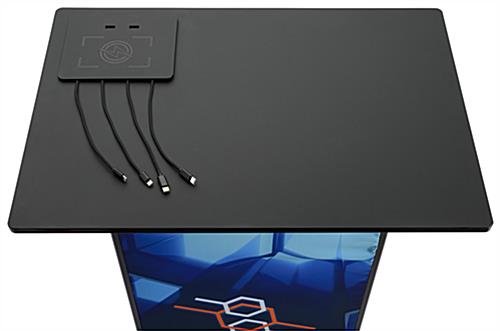 Backlit wireless charging table with two USB ports, four charging cables and one wireless pad