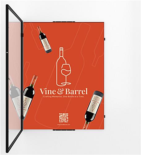 Black poster hanger with swing open door