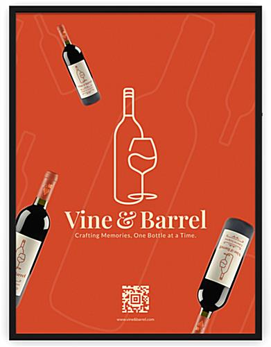 Black poster hanger with satin finish aluminum frame