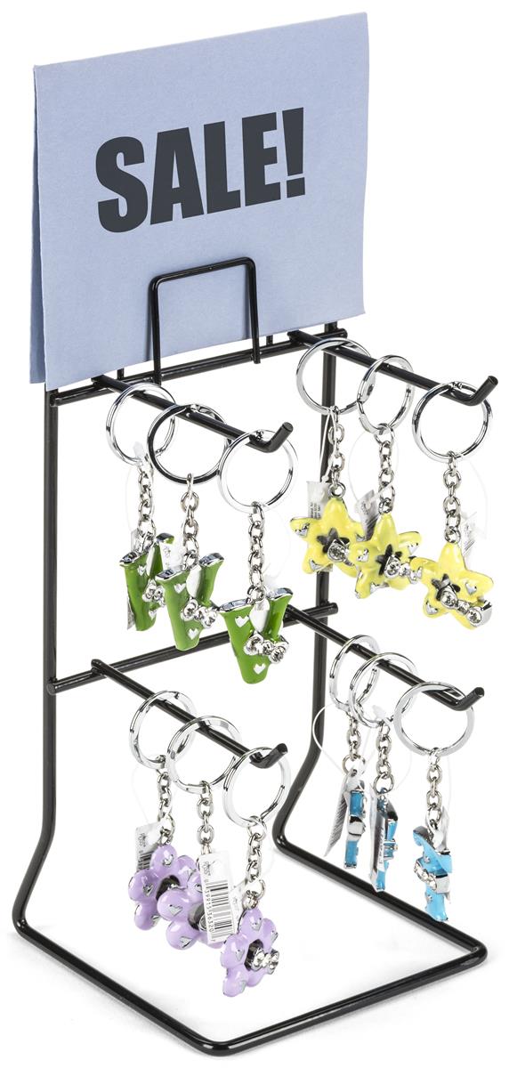 Black Keychain Display Rack 4 Peg Hooks