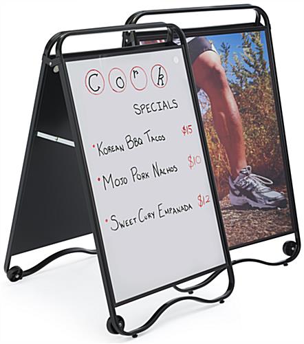 Double-Sided Write On Poster Sidewalk Fixture with Dry Erase Surface
