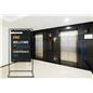 Minimal hanging signage stand with 28 inch by 48 inch graphics