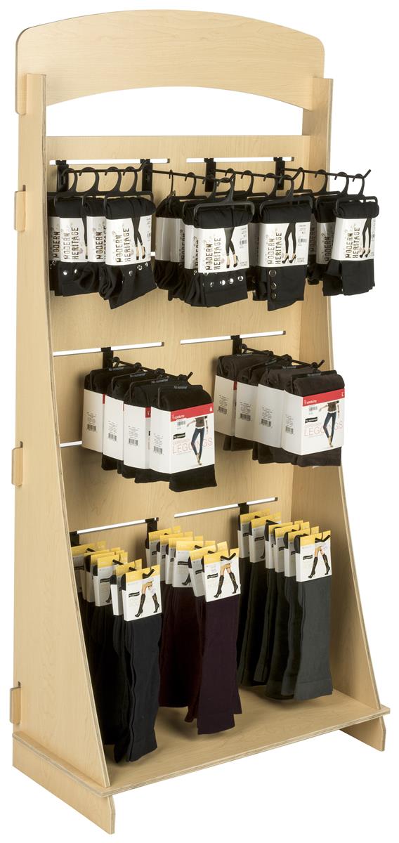 Freestanding Slatwall Display with 12” Black Hooks