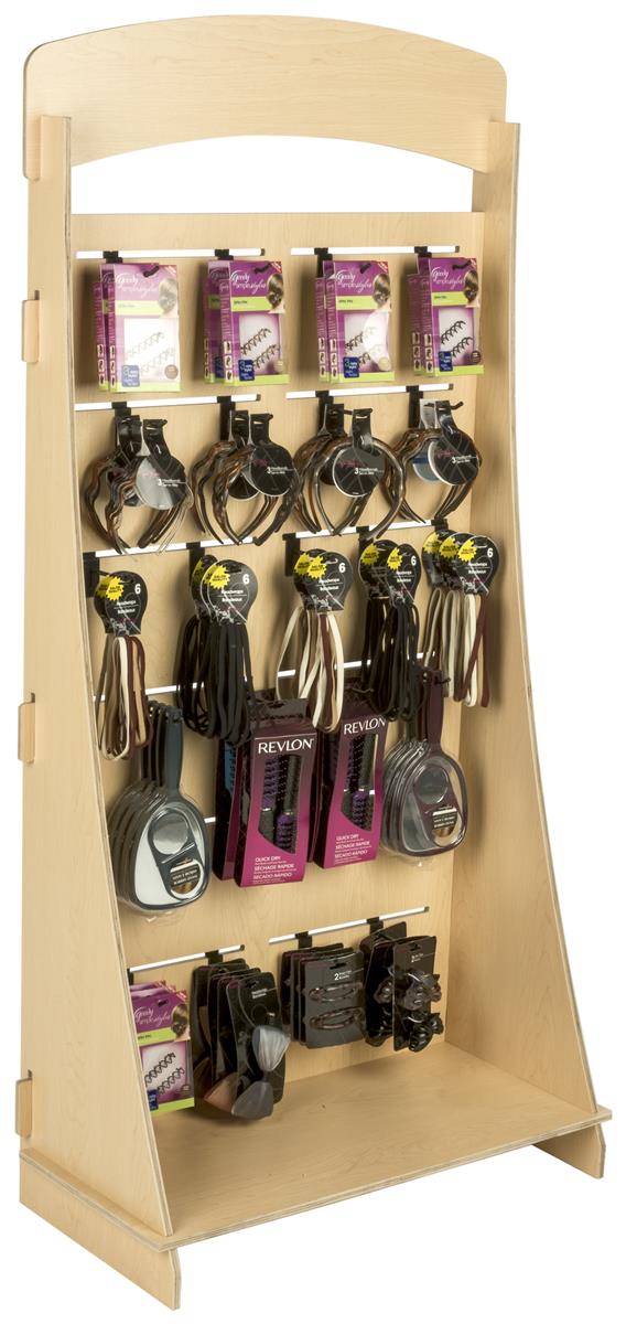 Freestanding Slatwall Display with 4” Black Hooks