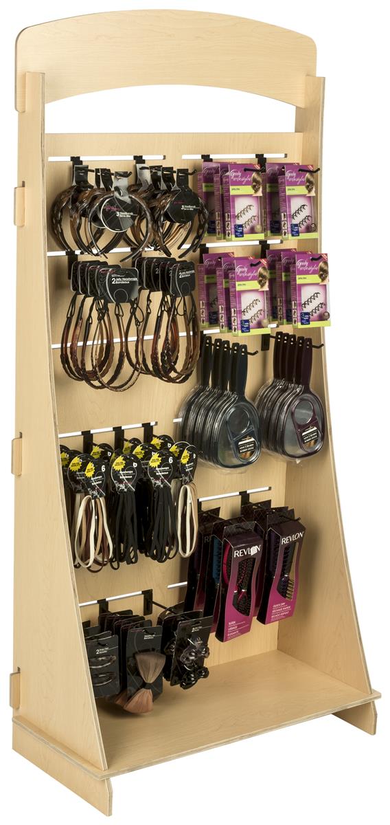 Freestanding Slatwall Display with 8” Black Hooks