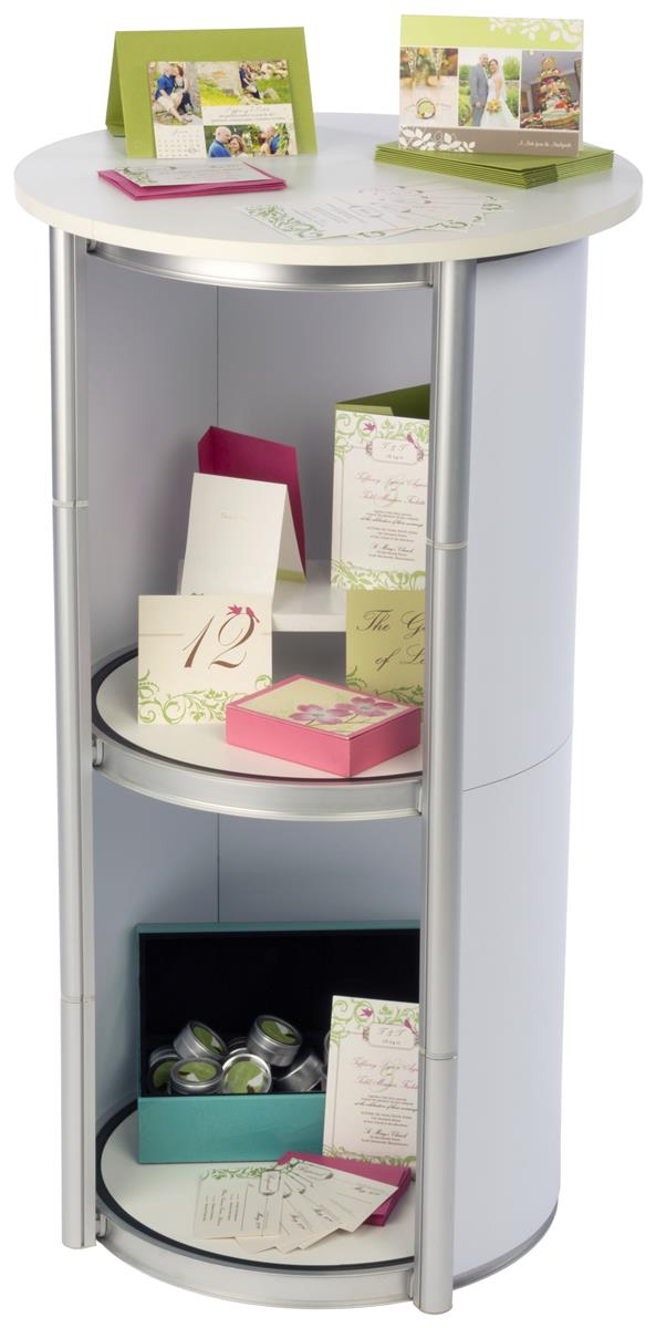 Twist Fold Design Pop Up Counter 41, Portable Counter With Inner Shelves
