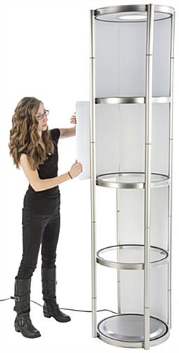 Store USA 81" Black Aluminum Frame Portable Twist Tower Display Case for Show 