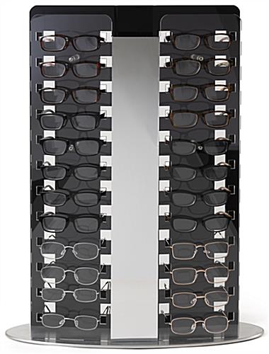 Retail eyeglass frame display with scratch resistant steel base