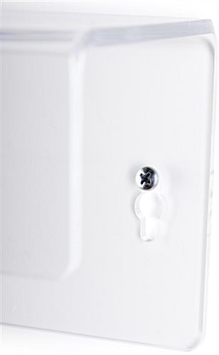 Acrylic wall shelves feature 3 two-way keyholes