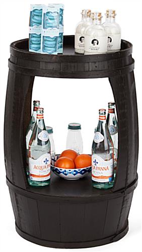 Barrel display with top surface 1.5 inch deep