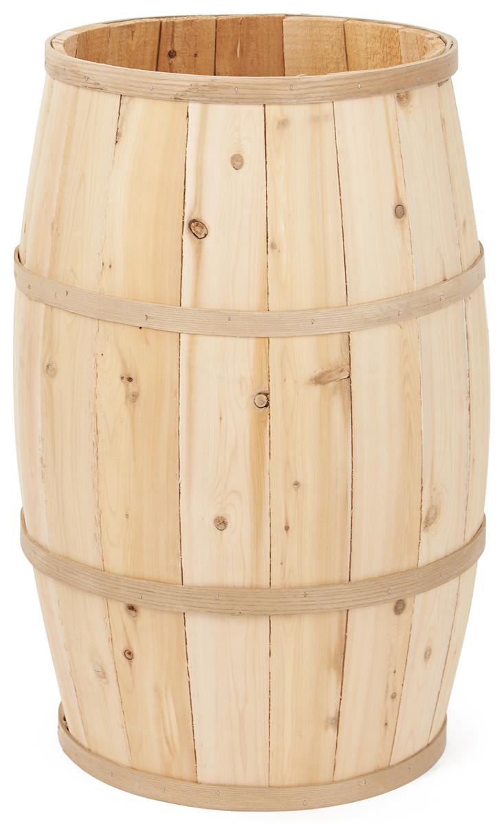 Wooden display barrel with smooth exterior finish