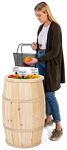Food grade cedar barrel with overall height of 30 inches tall
