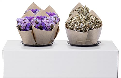 Custom printed flower display stands with room for several small bouquets
