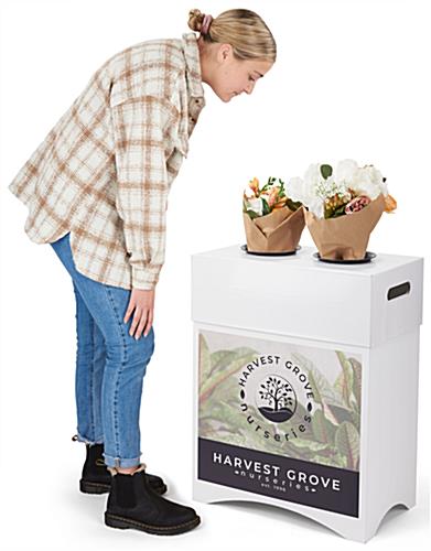 Custom printed flower display stands with overall height of 30.5 inches