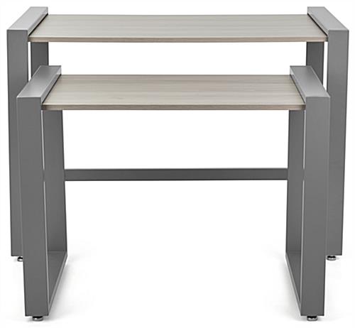 Modern nesting tables with gray faux wood grain finish