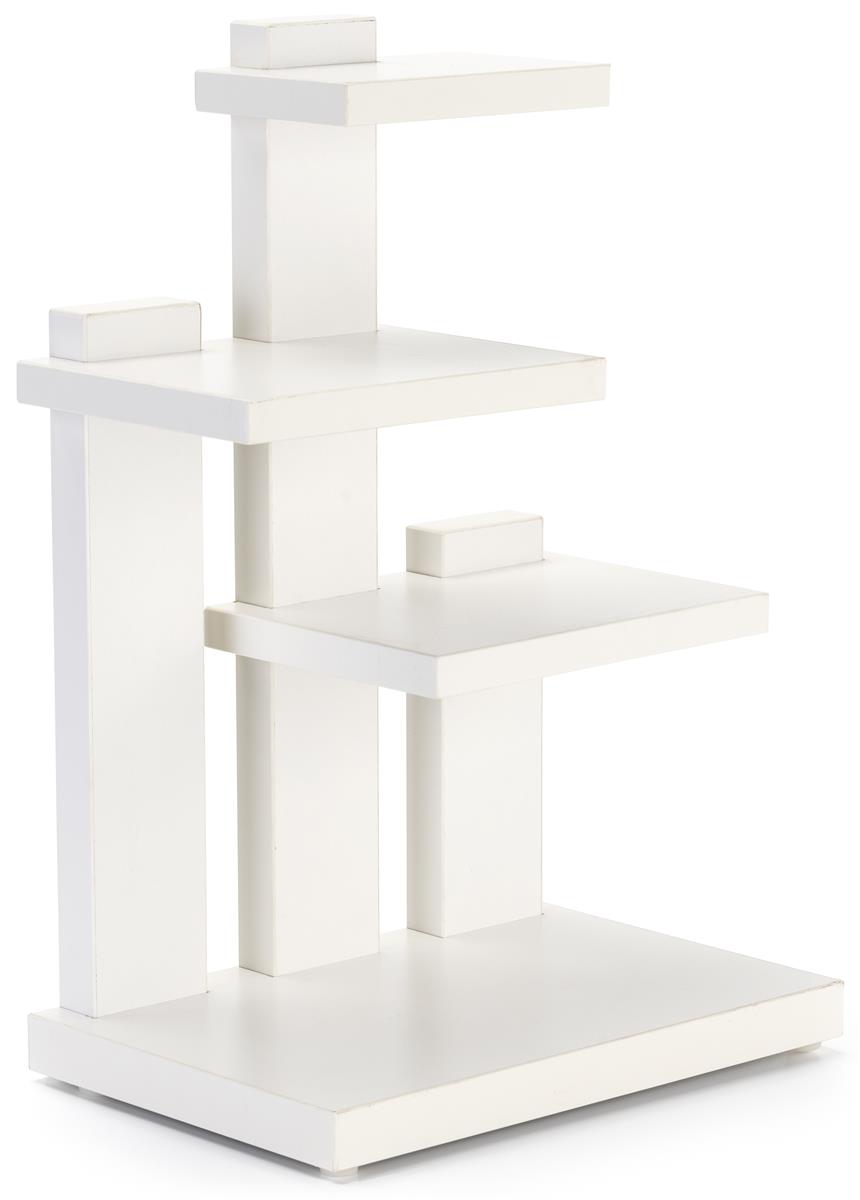 Countertop 3 Tier Merchandise Display, White Particle Board Shelving