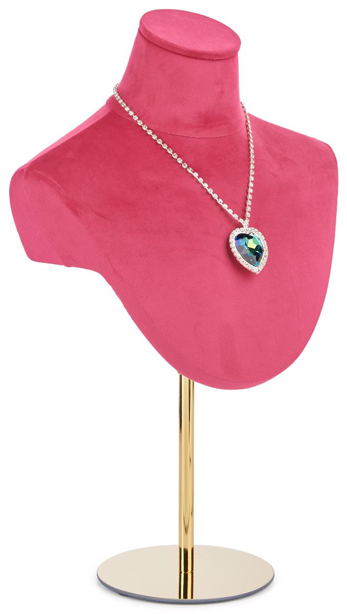 Jewelry bust stand features a high neck 