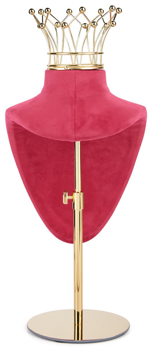 Jewelry Bust Display Stand with Crown Available in Four Colors