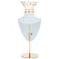 Jewelry bust display stand with crown has rubber feet