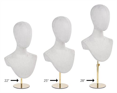 Jewelry head bust display with different heights