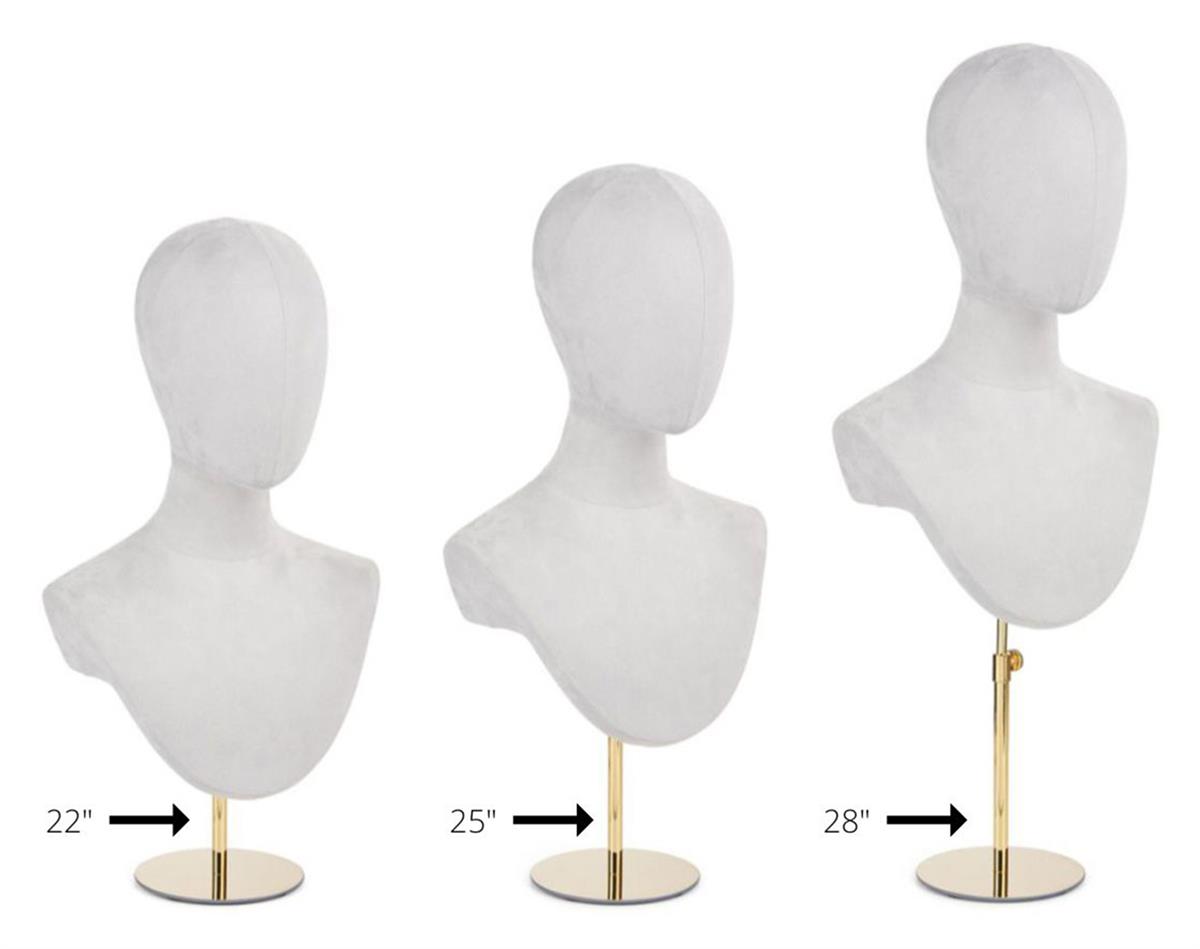 Jewelry Head Bust Display Suede Fabric