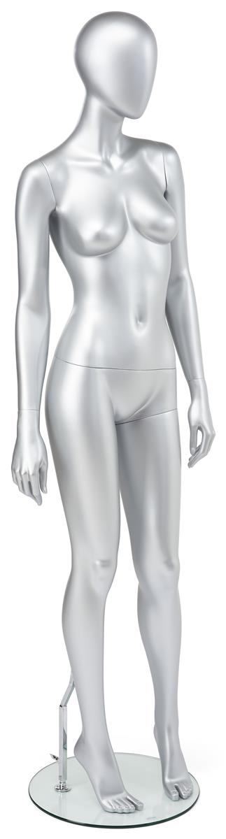 Abstract female mannequin with metallic grey finish 