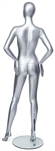 Standing female full-body mannequin with transparent round base 