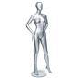 Standing female full-body mannequin with clear weighted base  