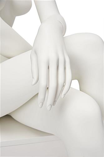Abstract seated female mannequin with matte white finish 