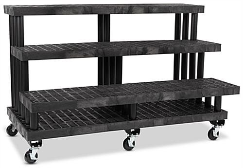 Rolling commercial nursery rack with 3 levels of displayability 