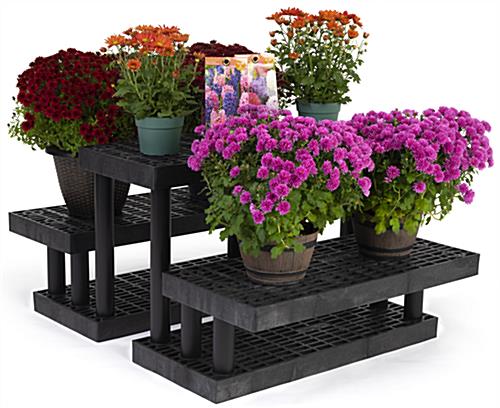 24 inch tall tri-level pyramid display with weather resistant construction 