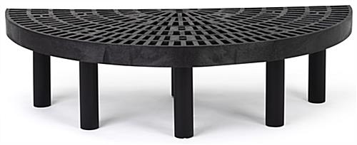 Single level half round endcap display with 48 inch wide merchandising space 