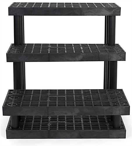 3 tier outdoor display with grid tops and removable legs 