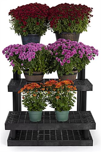 3 tier outdoor display with matte black finish 