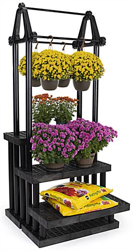 Greenhouse shelving merchandising display with weather resistant polyethylene construction