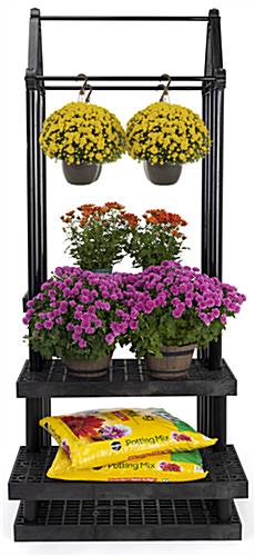 Durable greenhouse shelving merchandising display weighs 72 pounds 