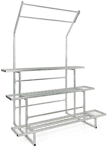 Steel nursery plant rack with 3 tiered shelves
